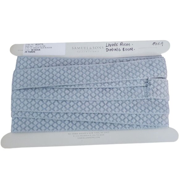 Samuel & Sons 9.7 Yards Aqua Le Jardin Silk Border Trimming 1.75" Discontinued - Picture 6 of 8